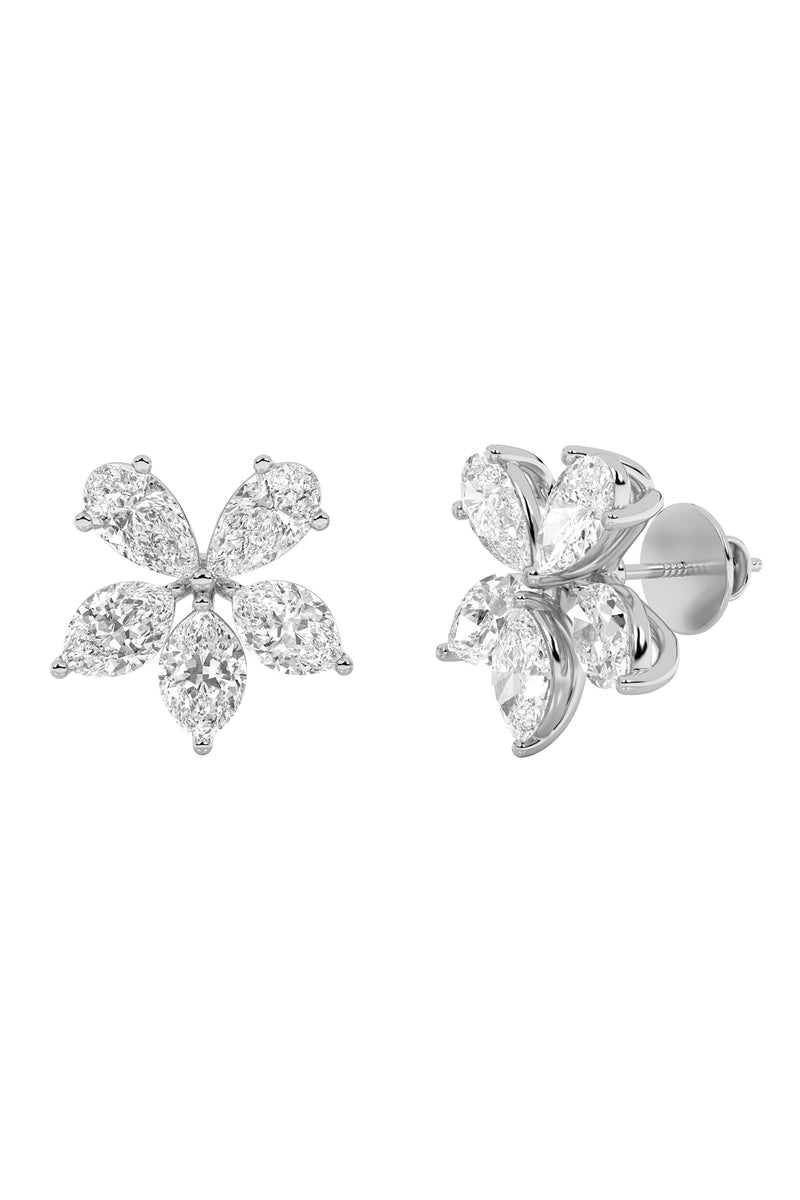 Petal Motif Diamond Earrings