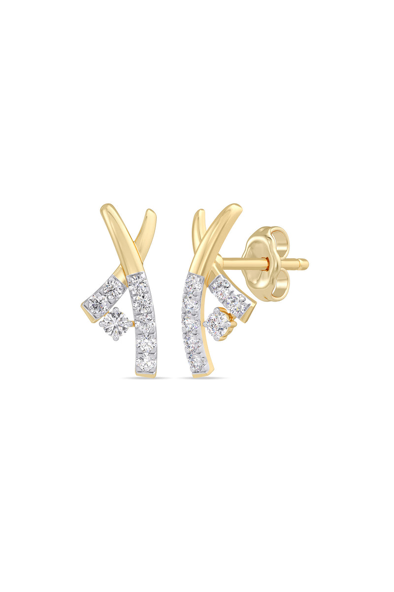 Modern Diamond Curve Studs