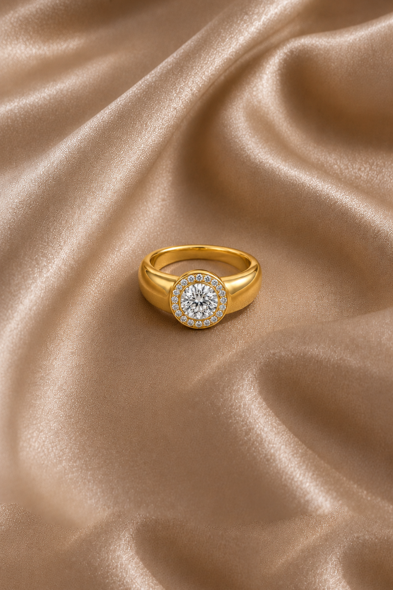 Round Halo Ring for Him