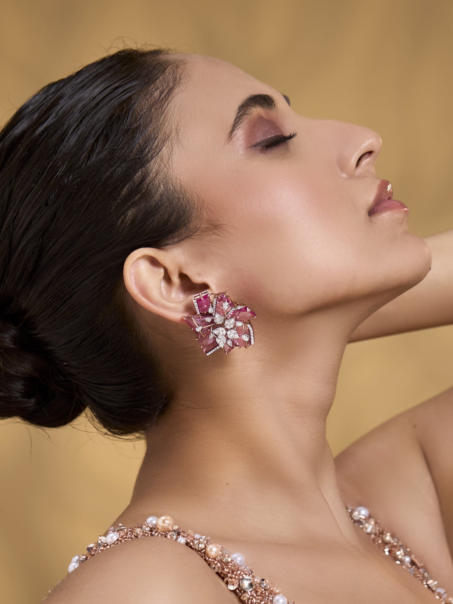 Abstract Pink Gem Earrings