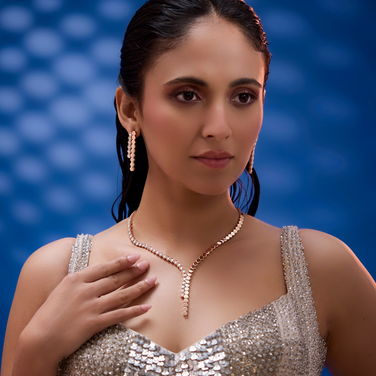 Modern Hex Diamond Necklace