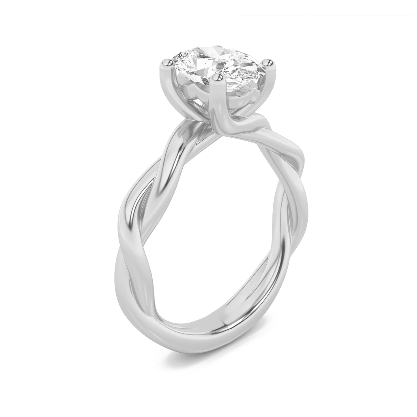Oval Solitaire Twist Ring