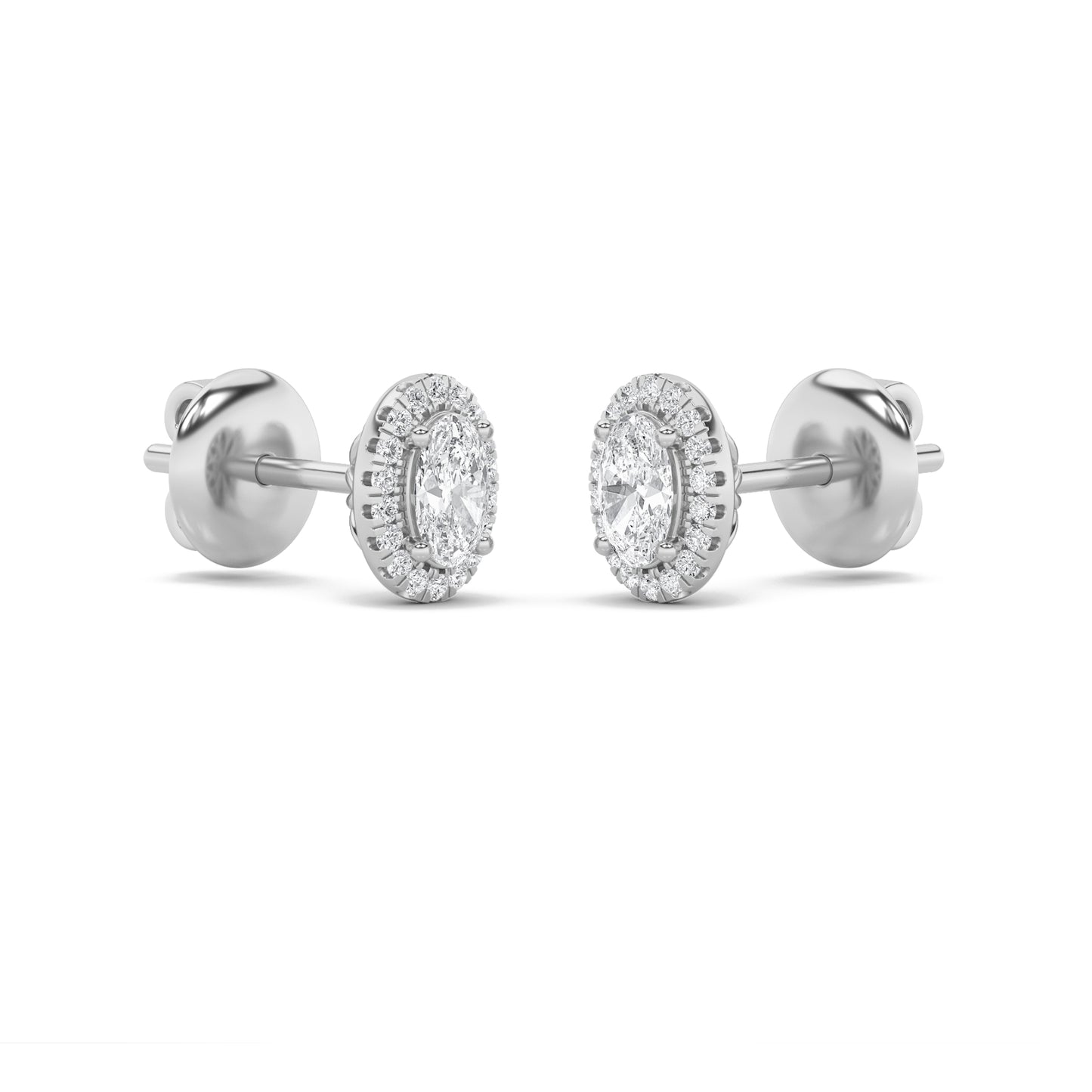 Halo-Embraced Oval Studs