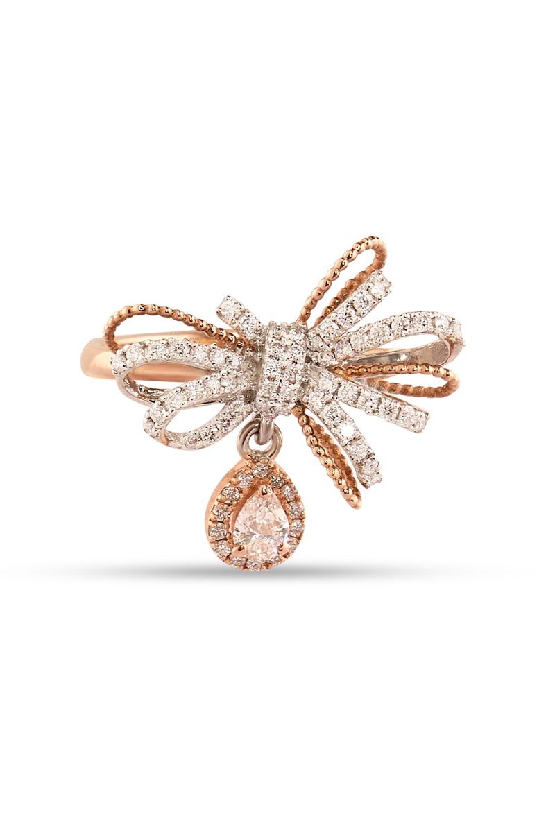 Sparkling Ribbon Drop Ring