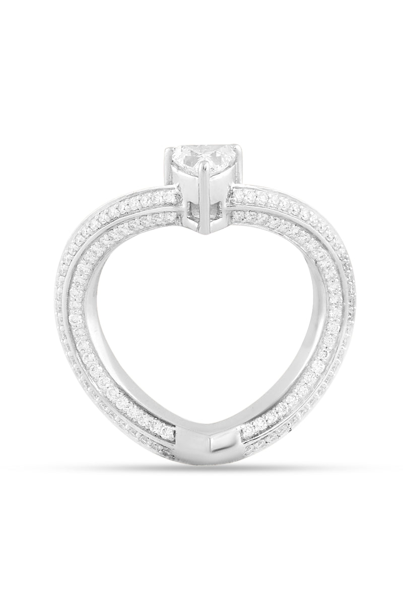 Sparkling Heart Halo Ring