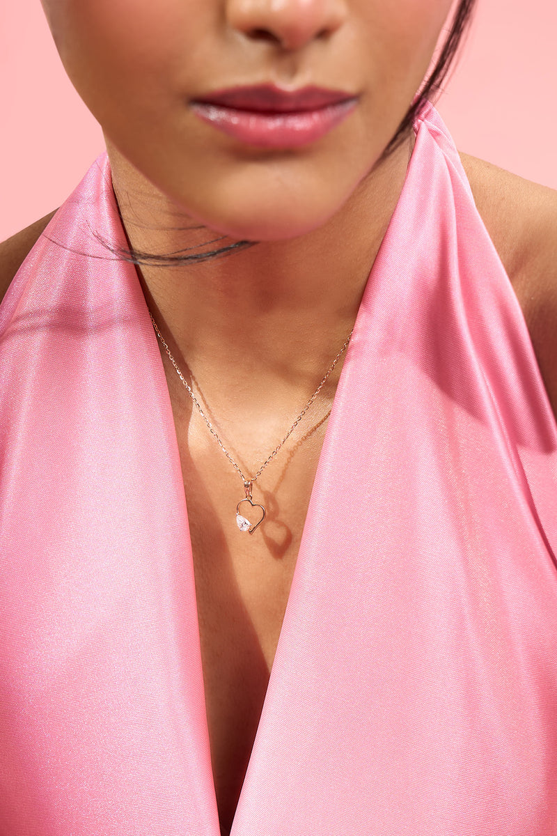 Pear Diamond Heart Necklace