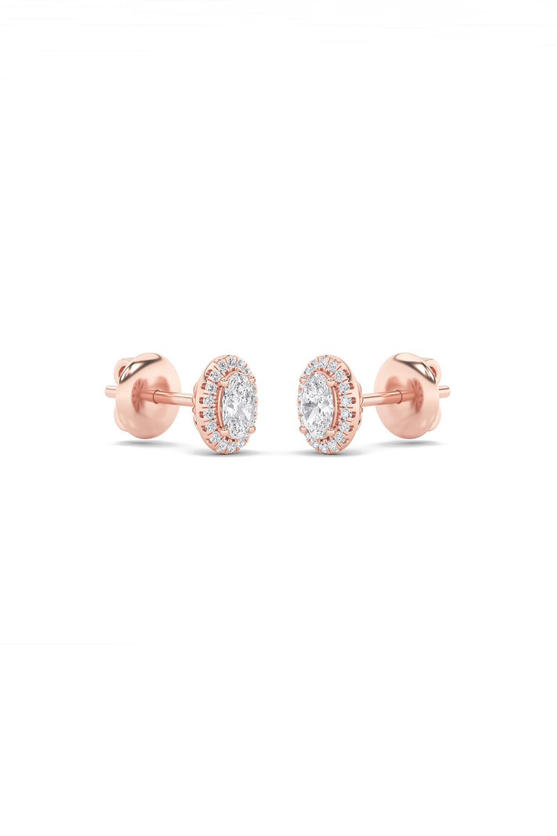 Halo-Embraced Oval Studs