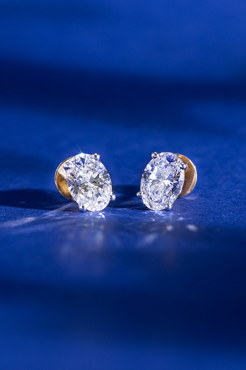 Oval Solitaire Stud Earrings