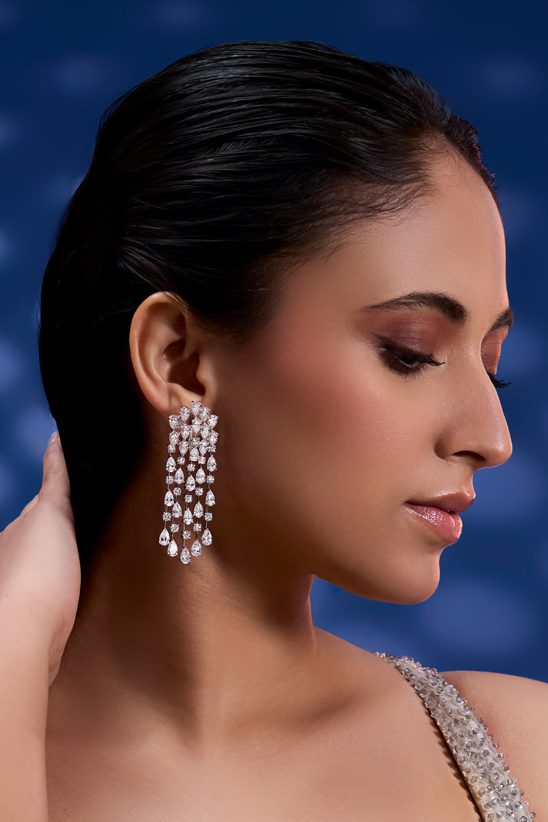Waterfall Pear Diamond Earrings