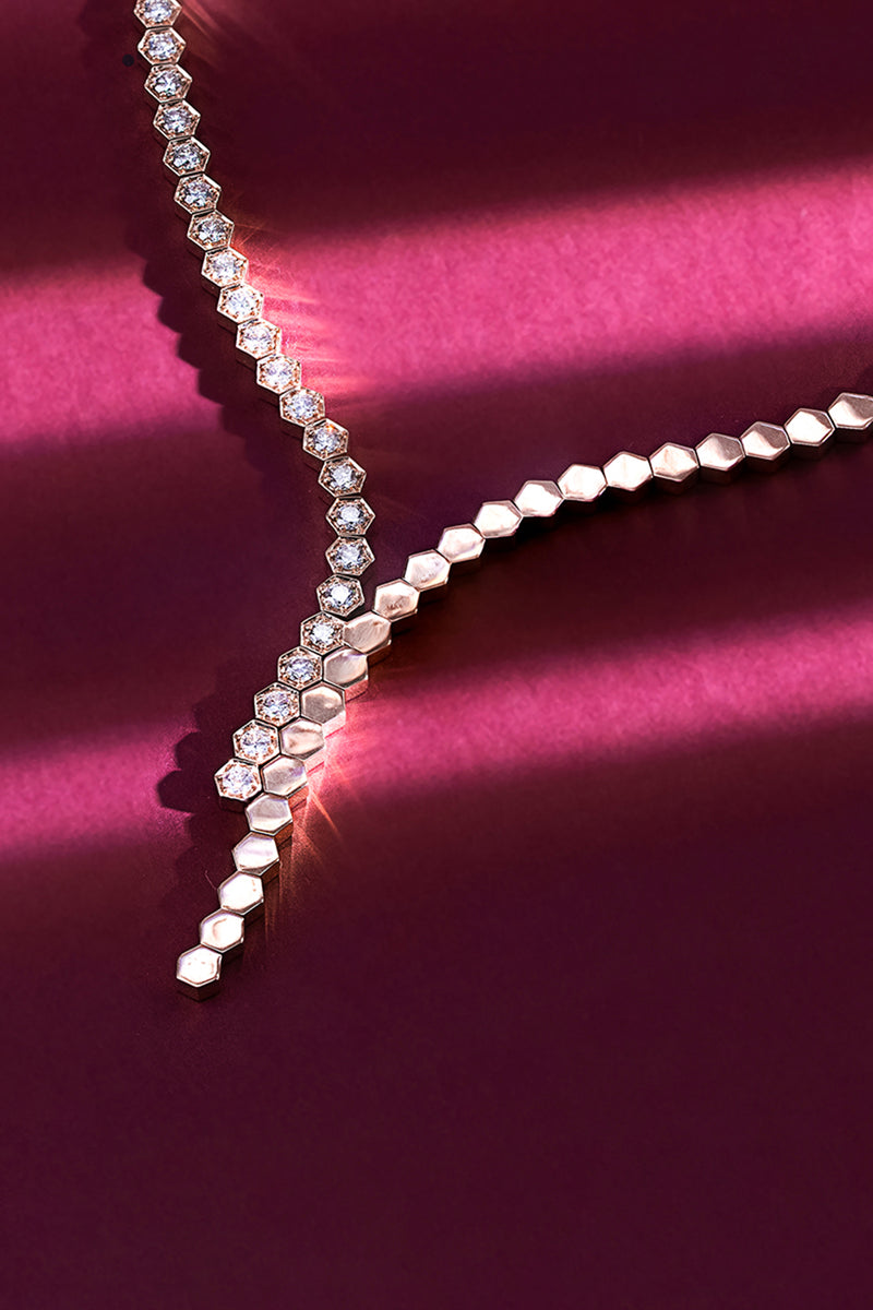 Modern Hex Diamond Necklace