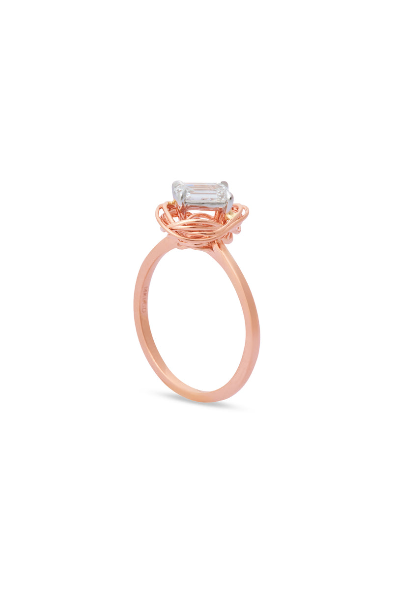 Emerald Nest Solitaire Ring