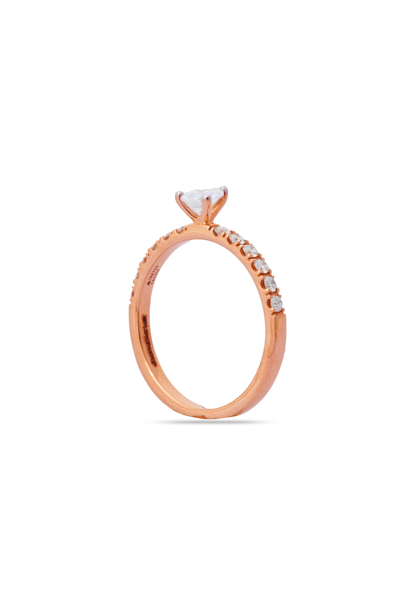 Pear Flame Solitaire Ring
