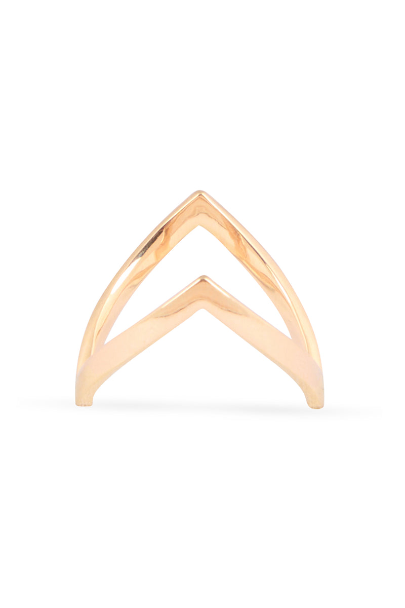 Sculpted V Gold Ring