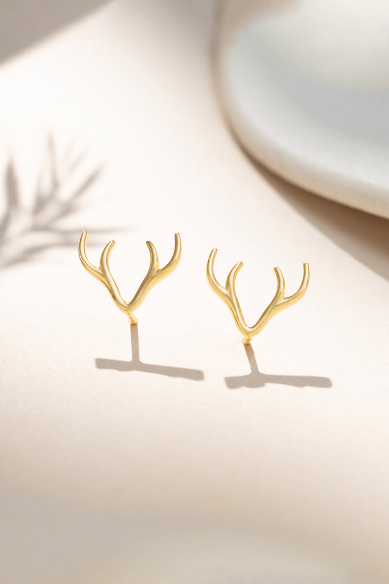 Modern Antler Gold Studs