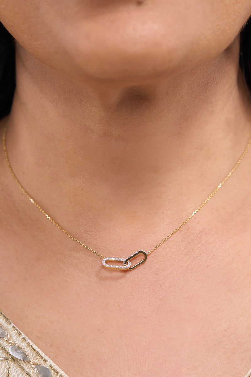 Sleek Link Diamond Pendant