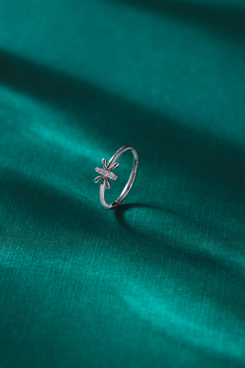 Diamond Butterfly Charm Ring