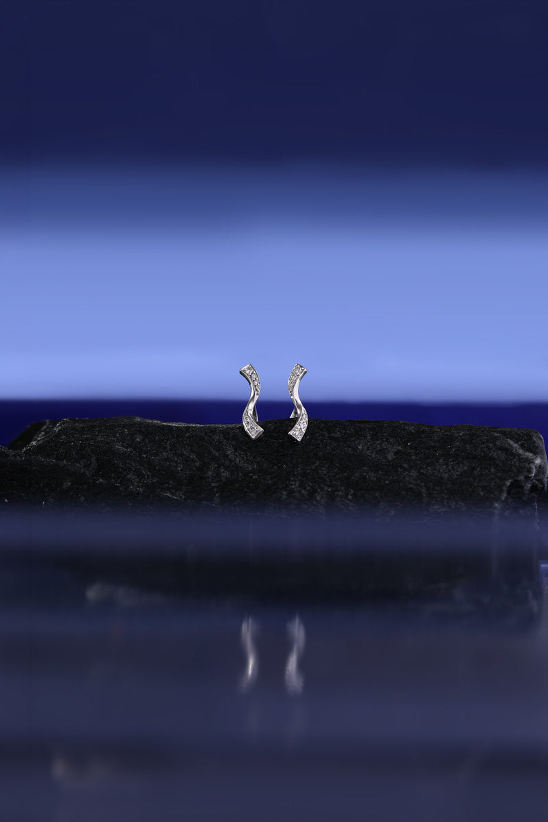 Sculpted Wave Diamond Earrings