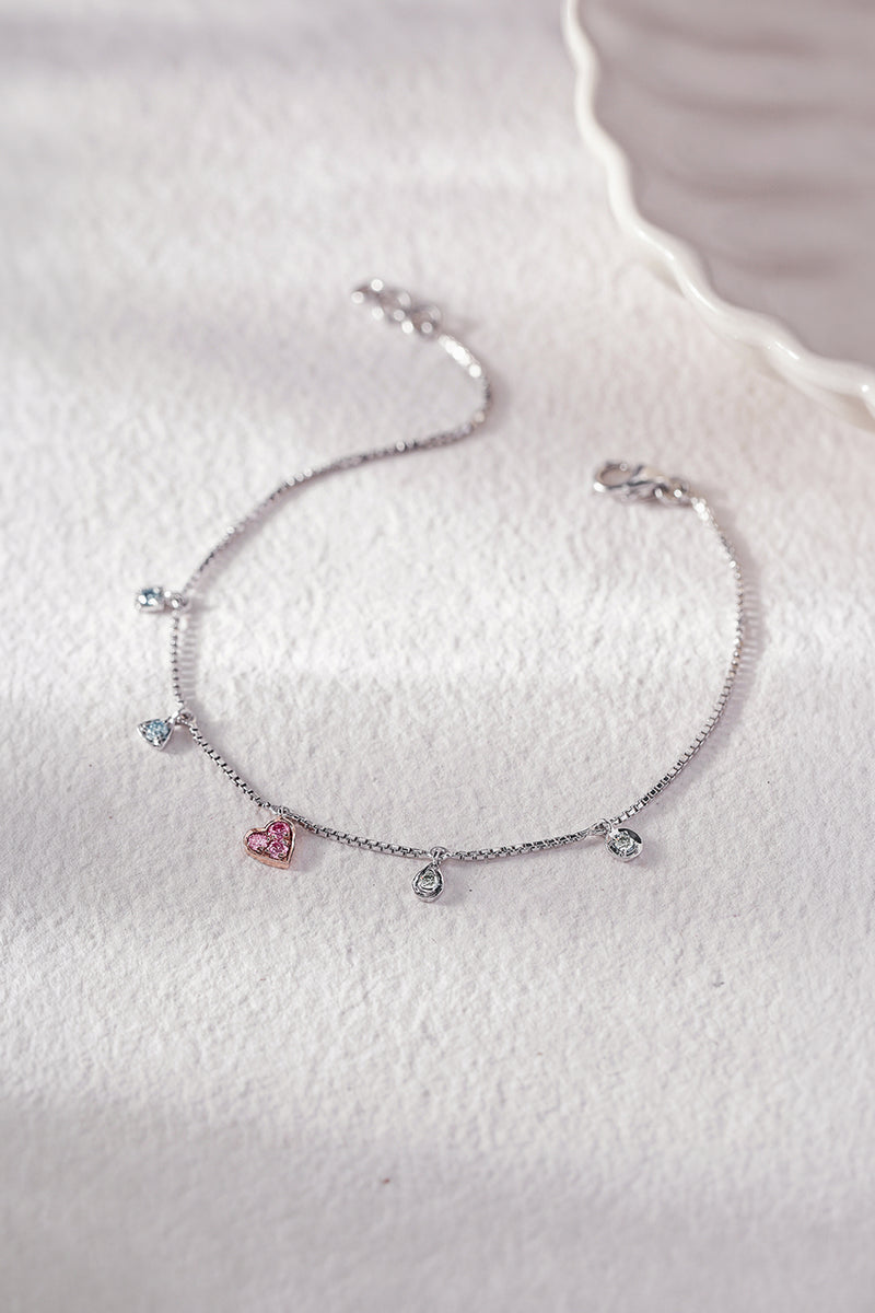 Pink Heart Charm Bracelet