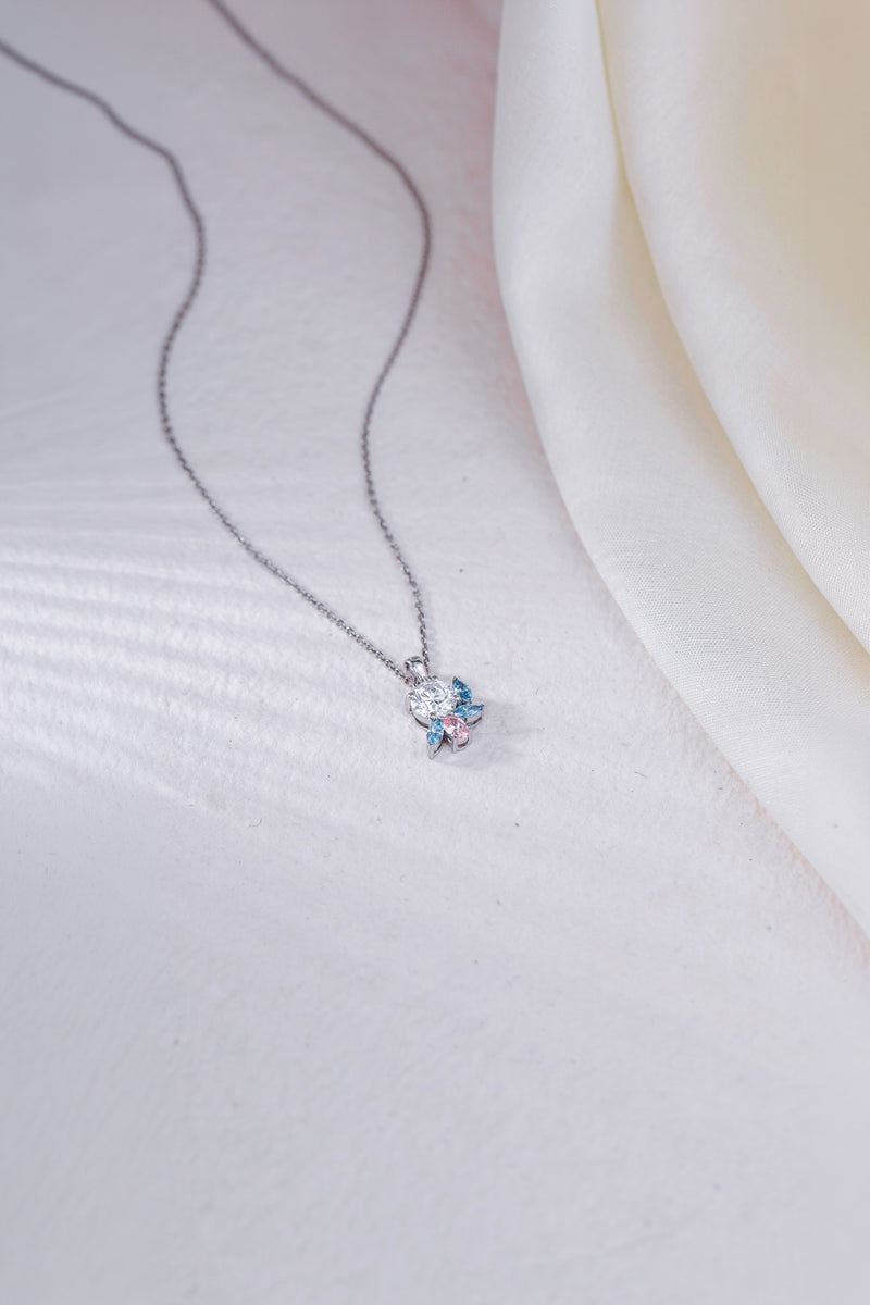 Colorful Diamond Leaf Pendant