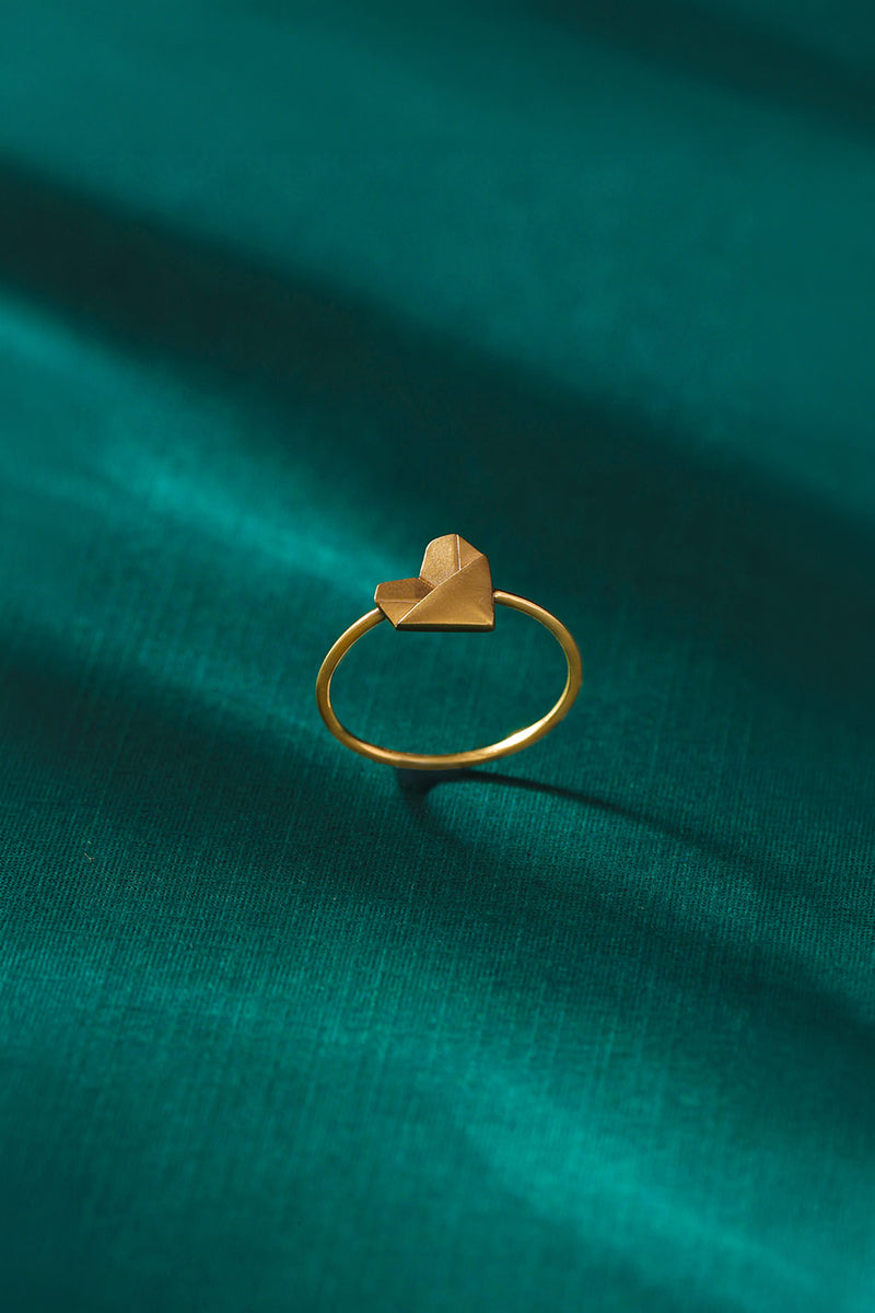 Origami Heart Gold Ring