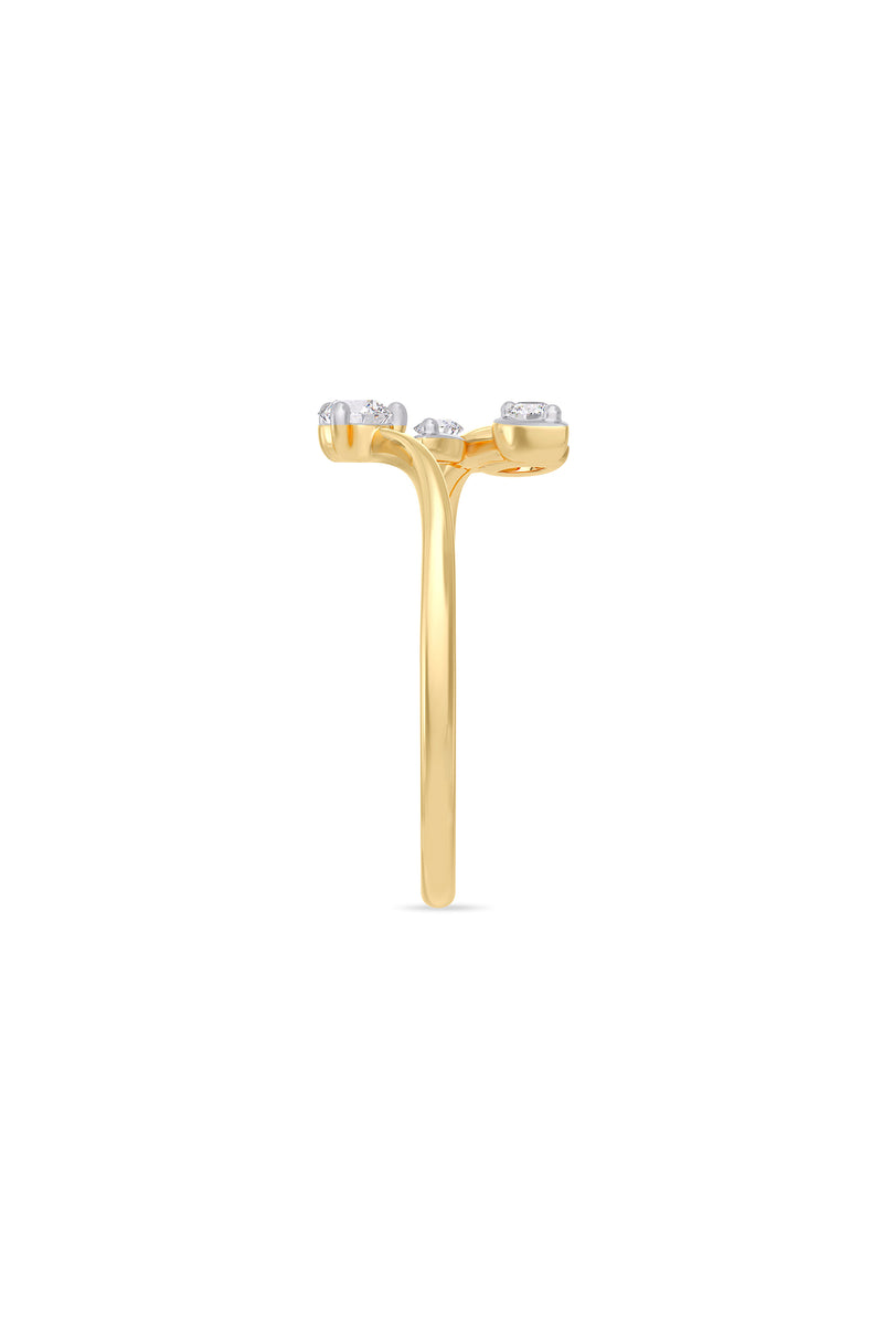Diamond Vine Curve Ring