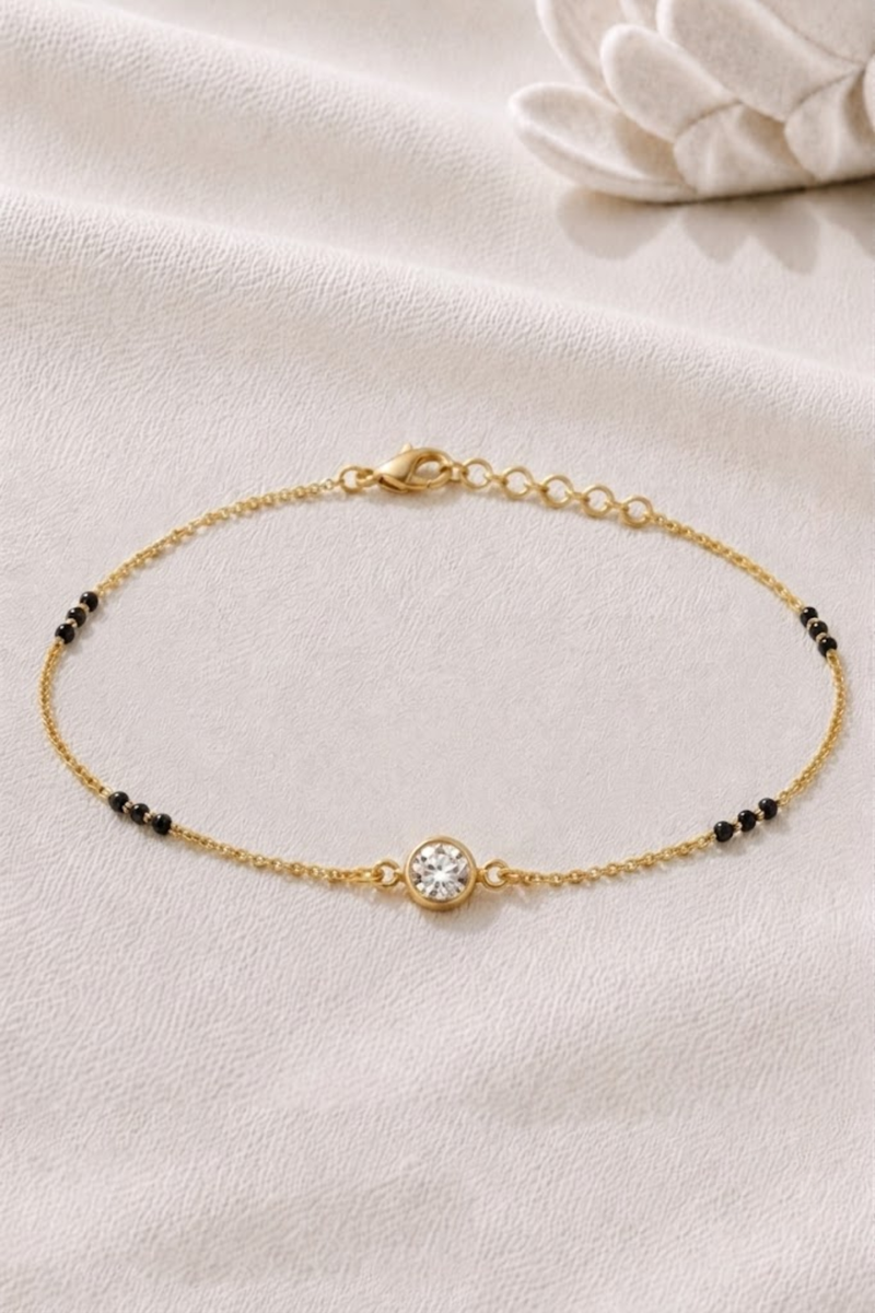 Solitaire Bezel Hand Mangalsutra Bracelet