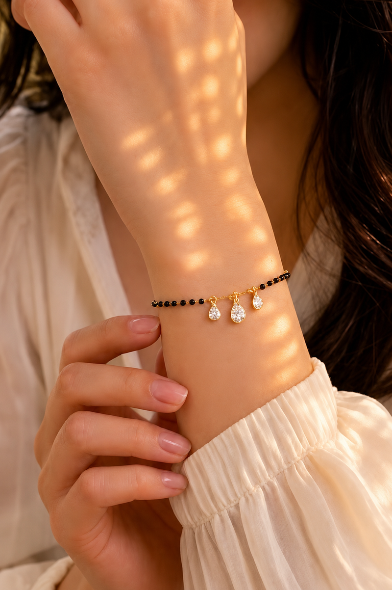 Pear Drop Diamond Mangalsutra Bracelet