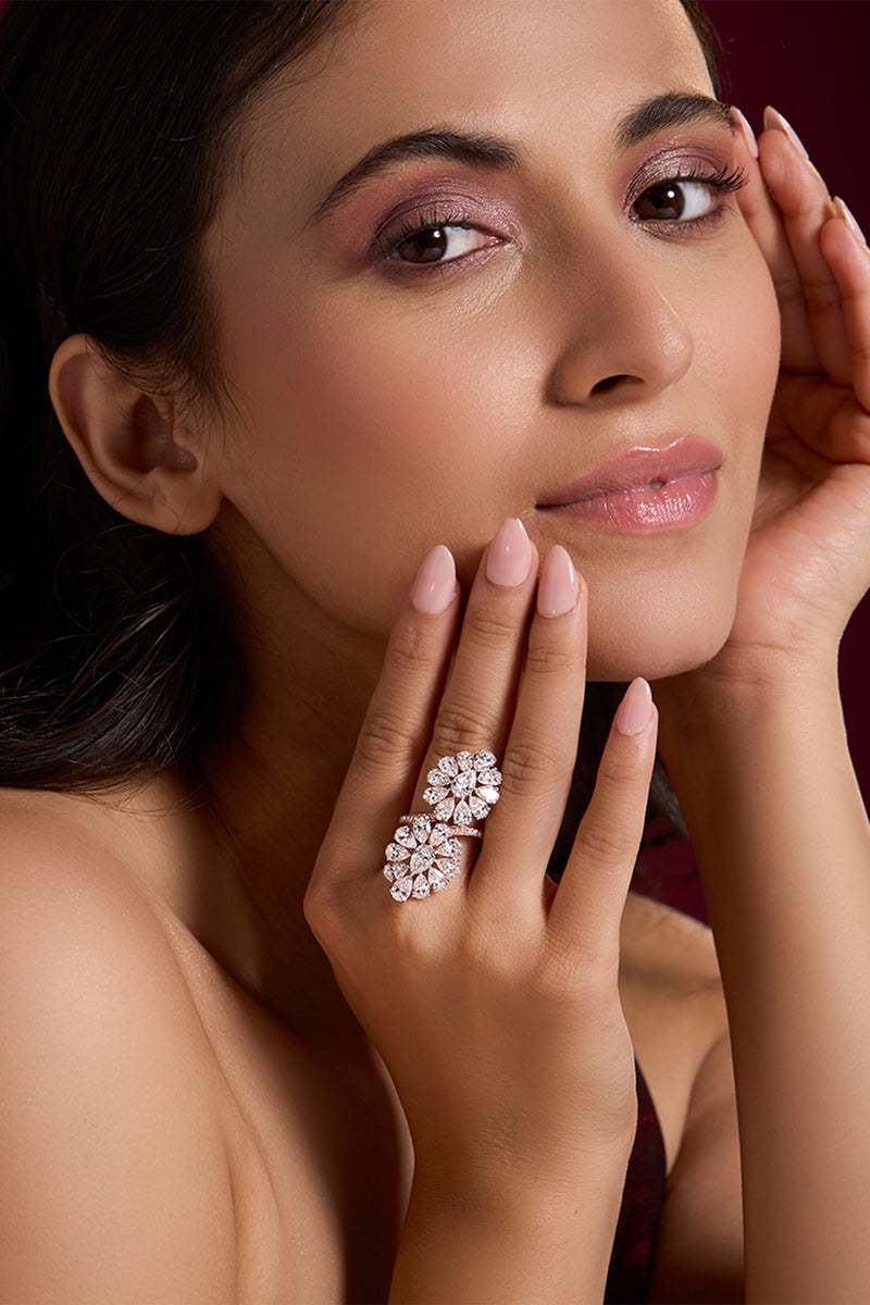 Dual Floral Diamond Ring