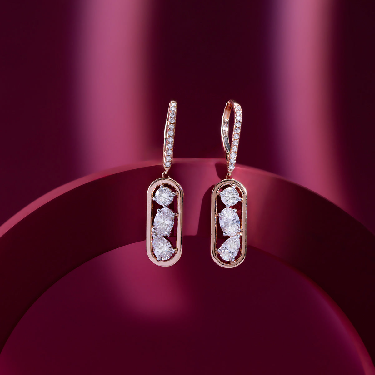 Diamond Drop Bar Earrings