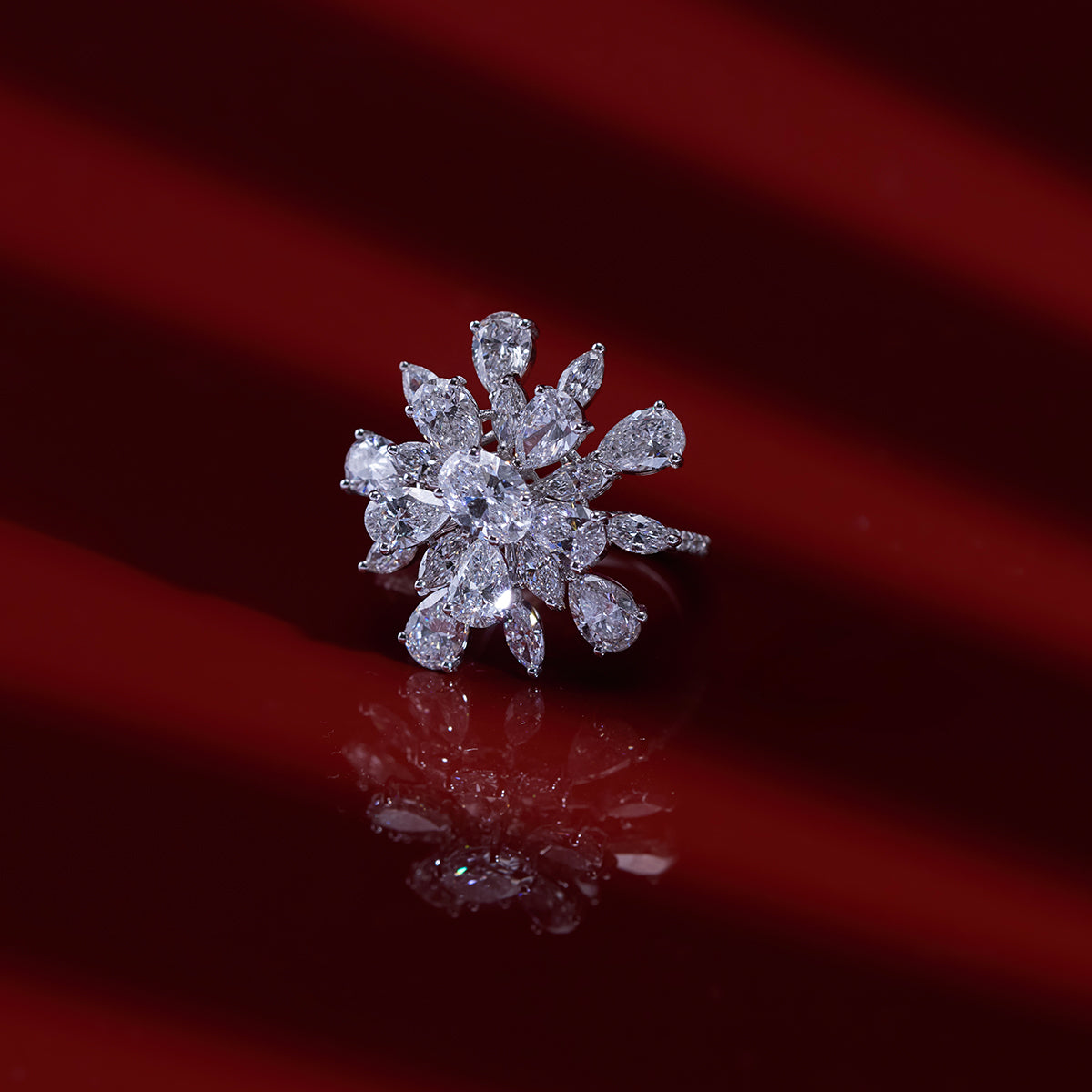 Blooming Oval Diamond Statement Ring