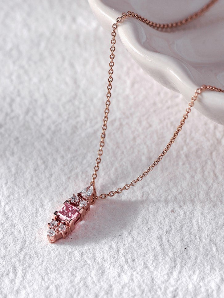 Dual Tone Diamond Drop Necklace