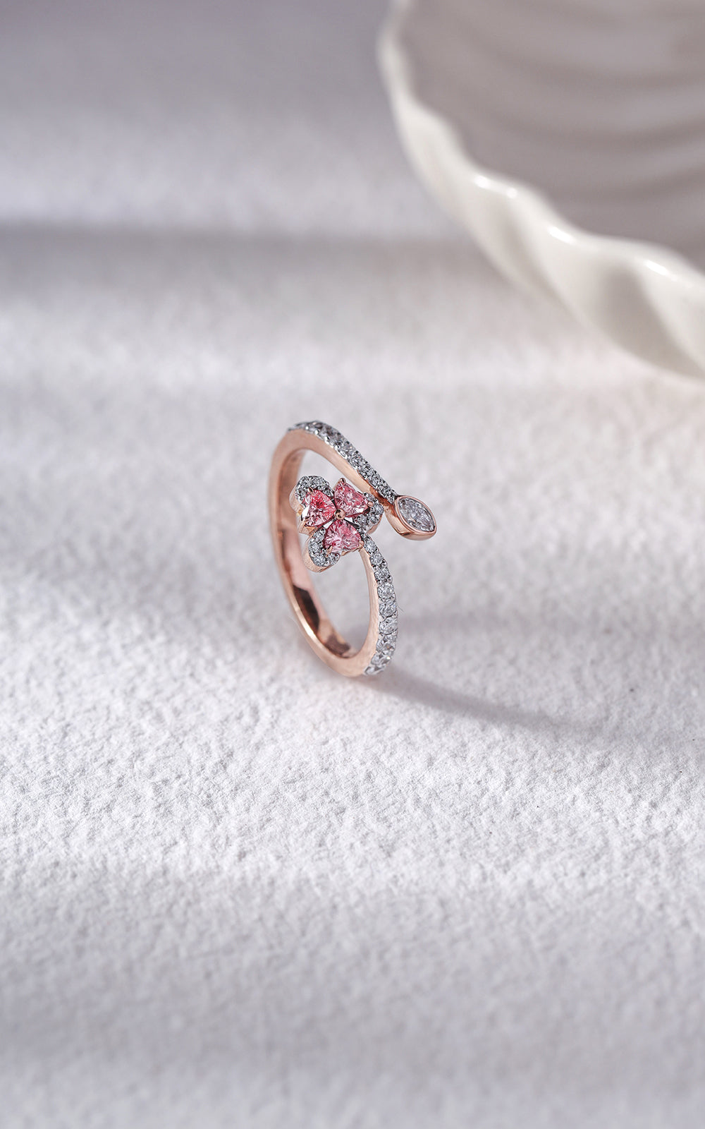 Pink Heart Trio Ring