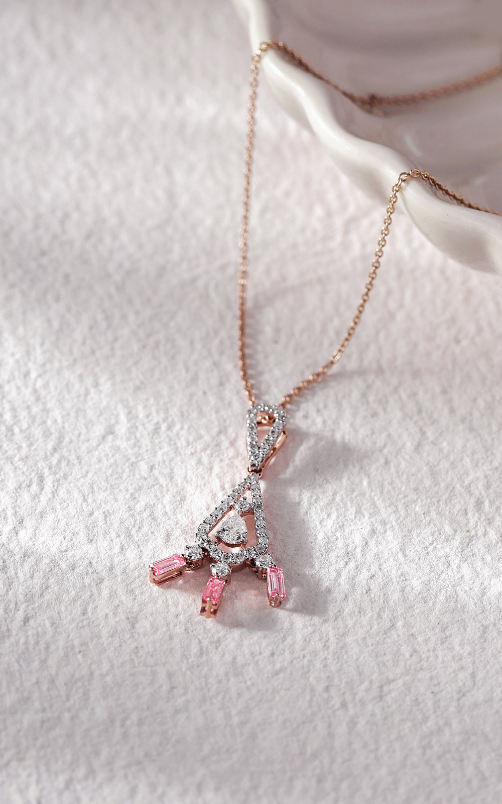 Pink Baguette Charm Necklace