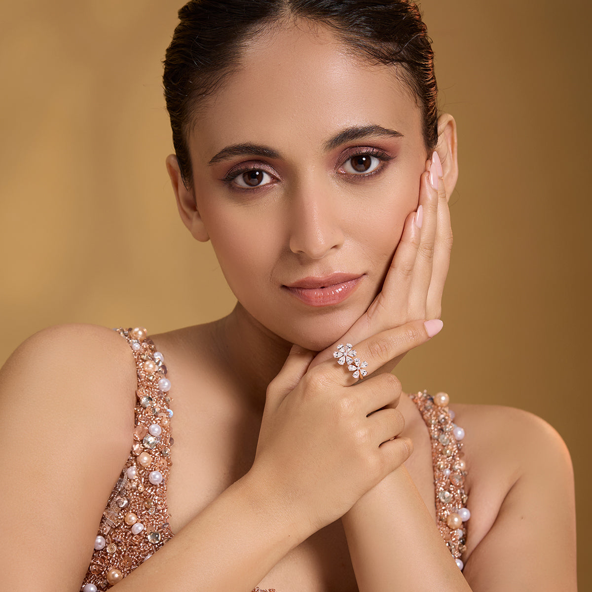 Twin Floral Diamond Ring