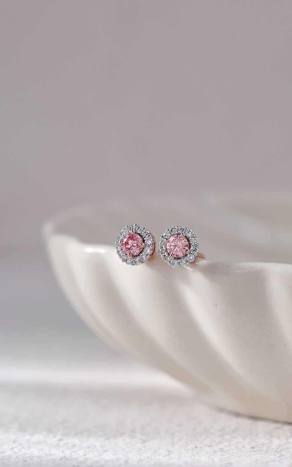 Pink Diamond Halo Studs