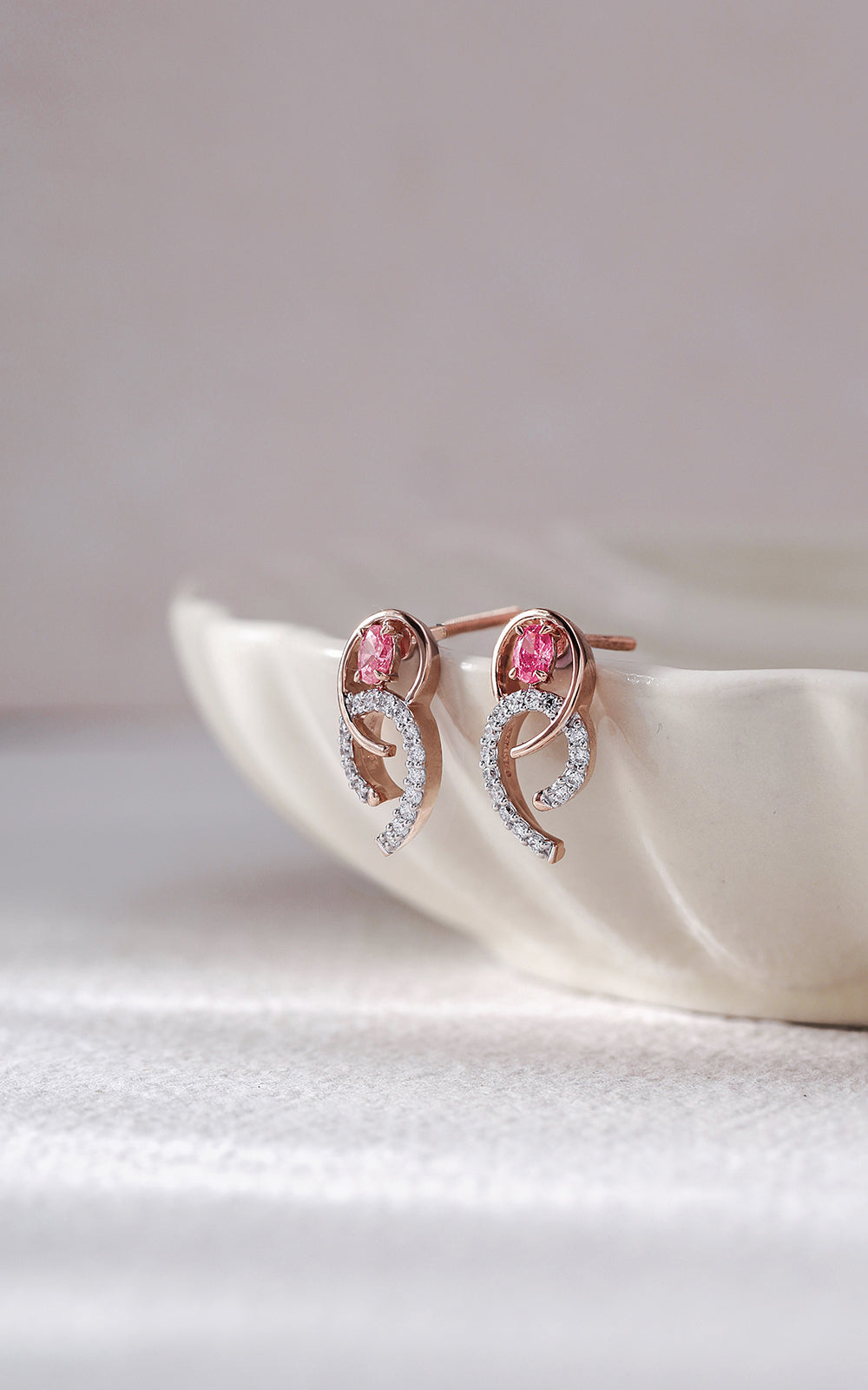 Pink Accent Swirl Earrings