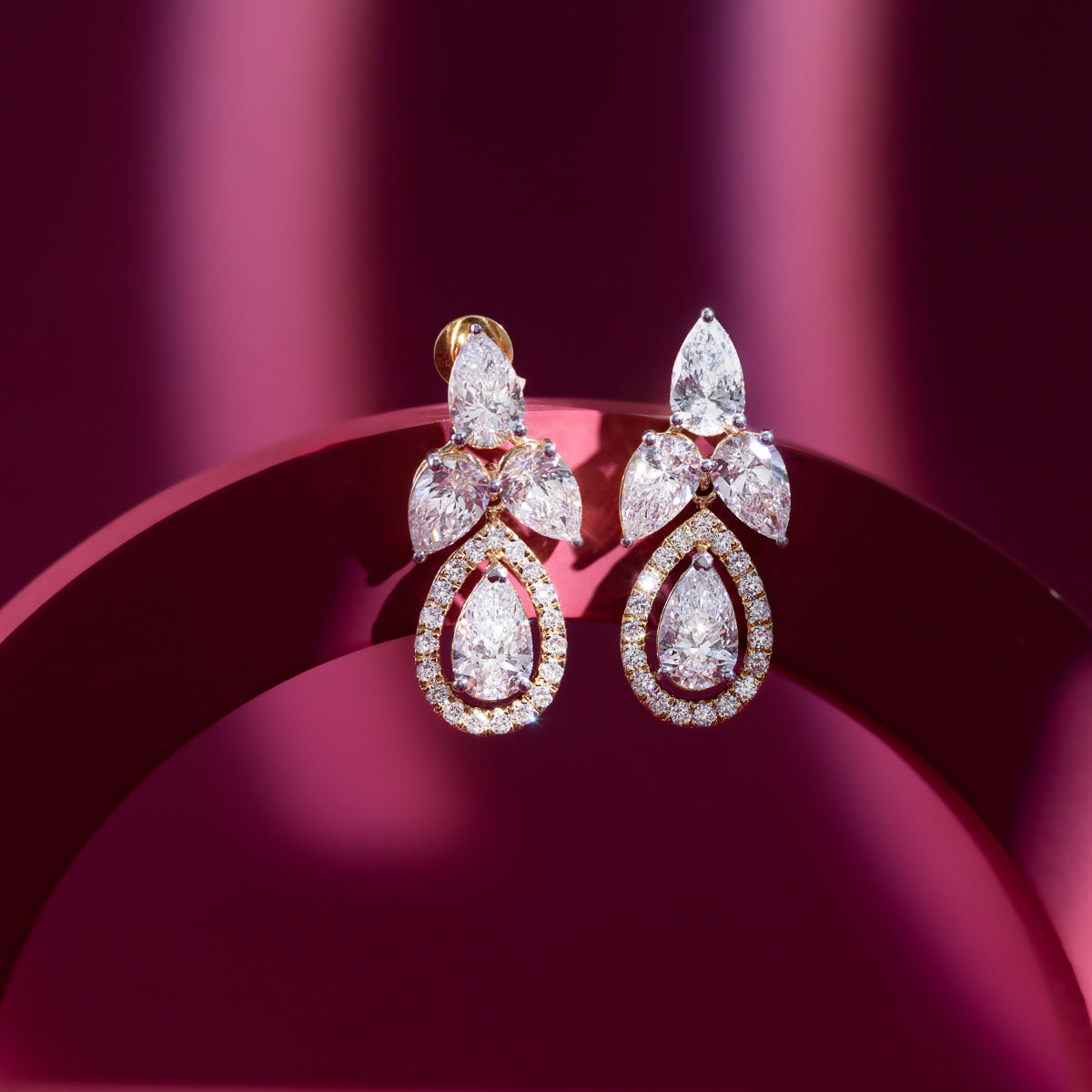 Haloed Pear Diamond Earrings