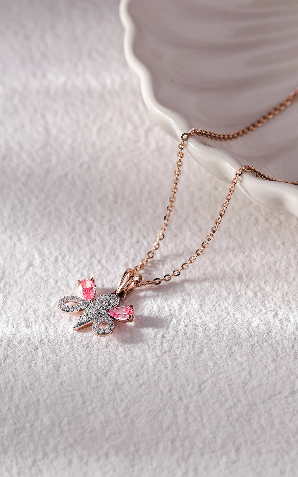 Pink Wings Butterfly Pendant