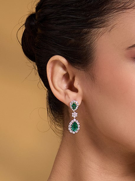 Vintage Green Halo Earrings