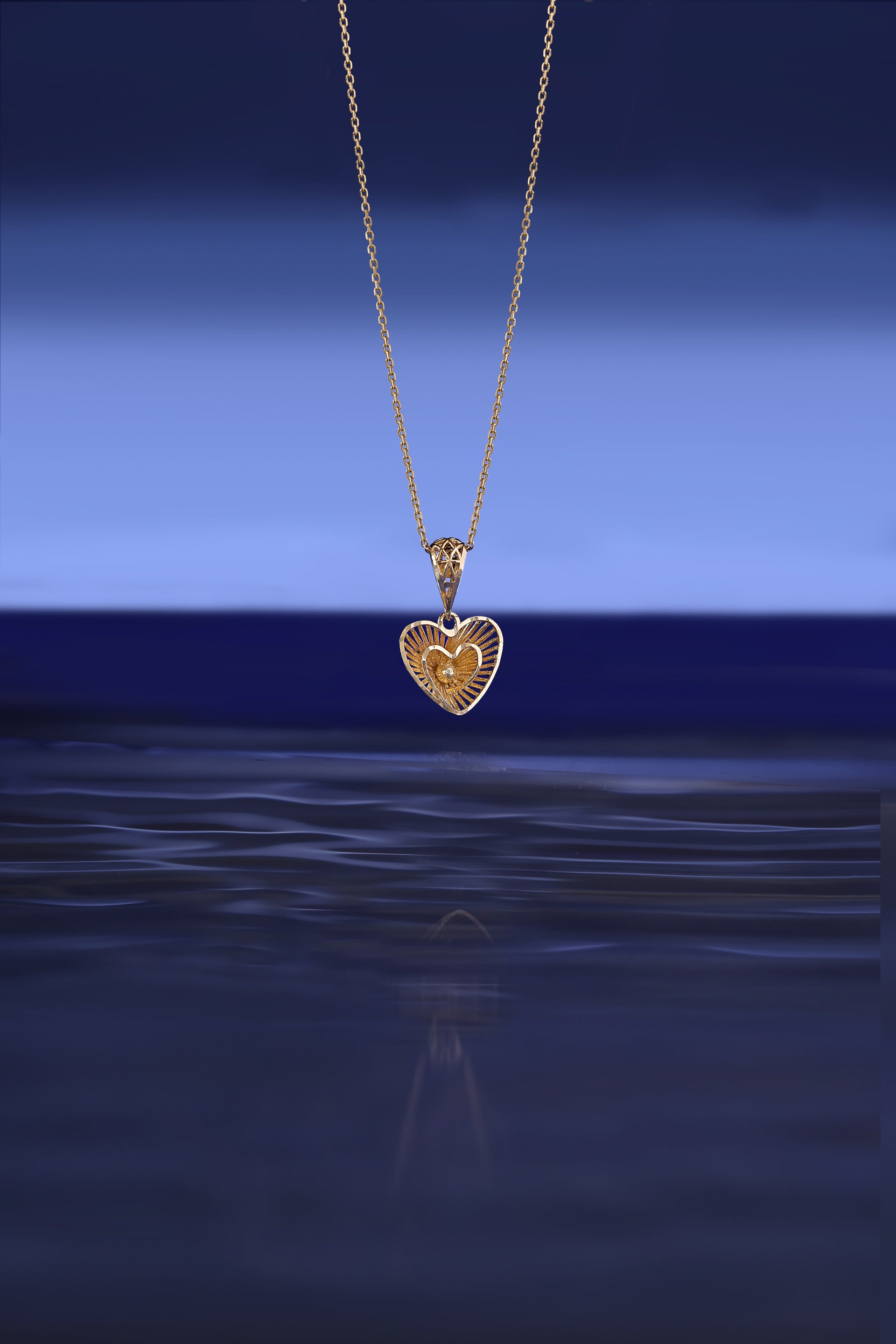 Engraved Heart Gold Pendant