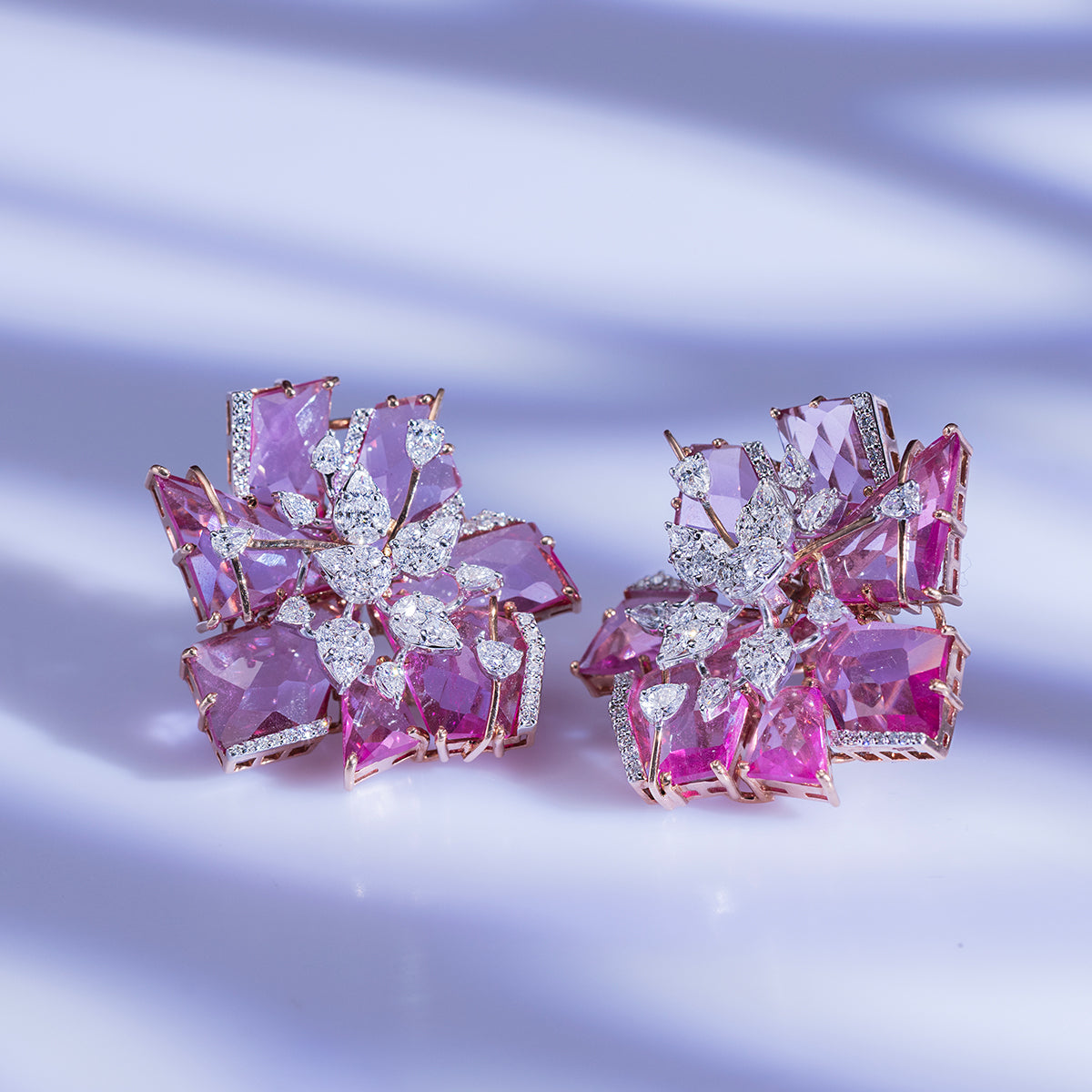 Abstract Pink Gem Earrings