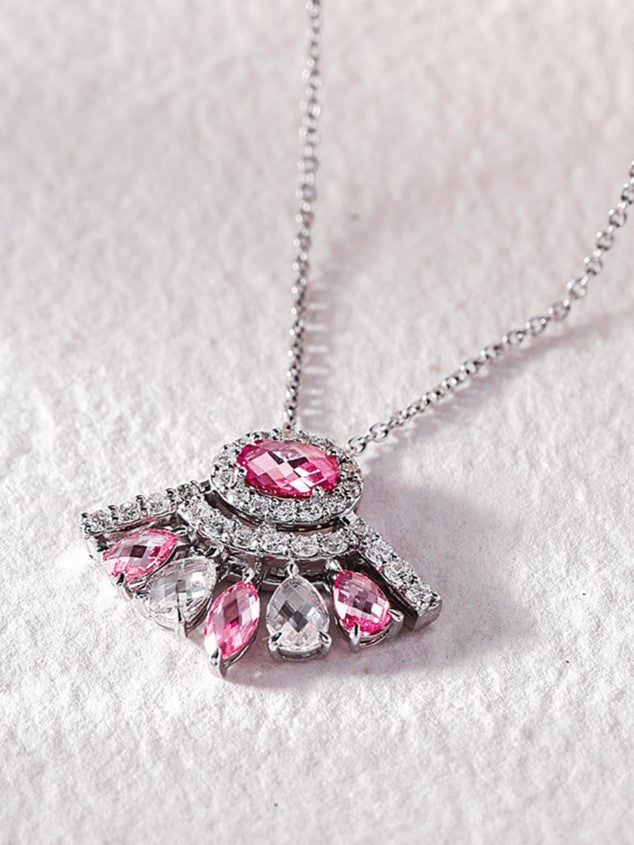 Fan Shaped Pink Diamond Pendant