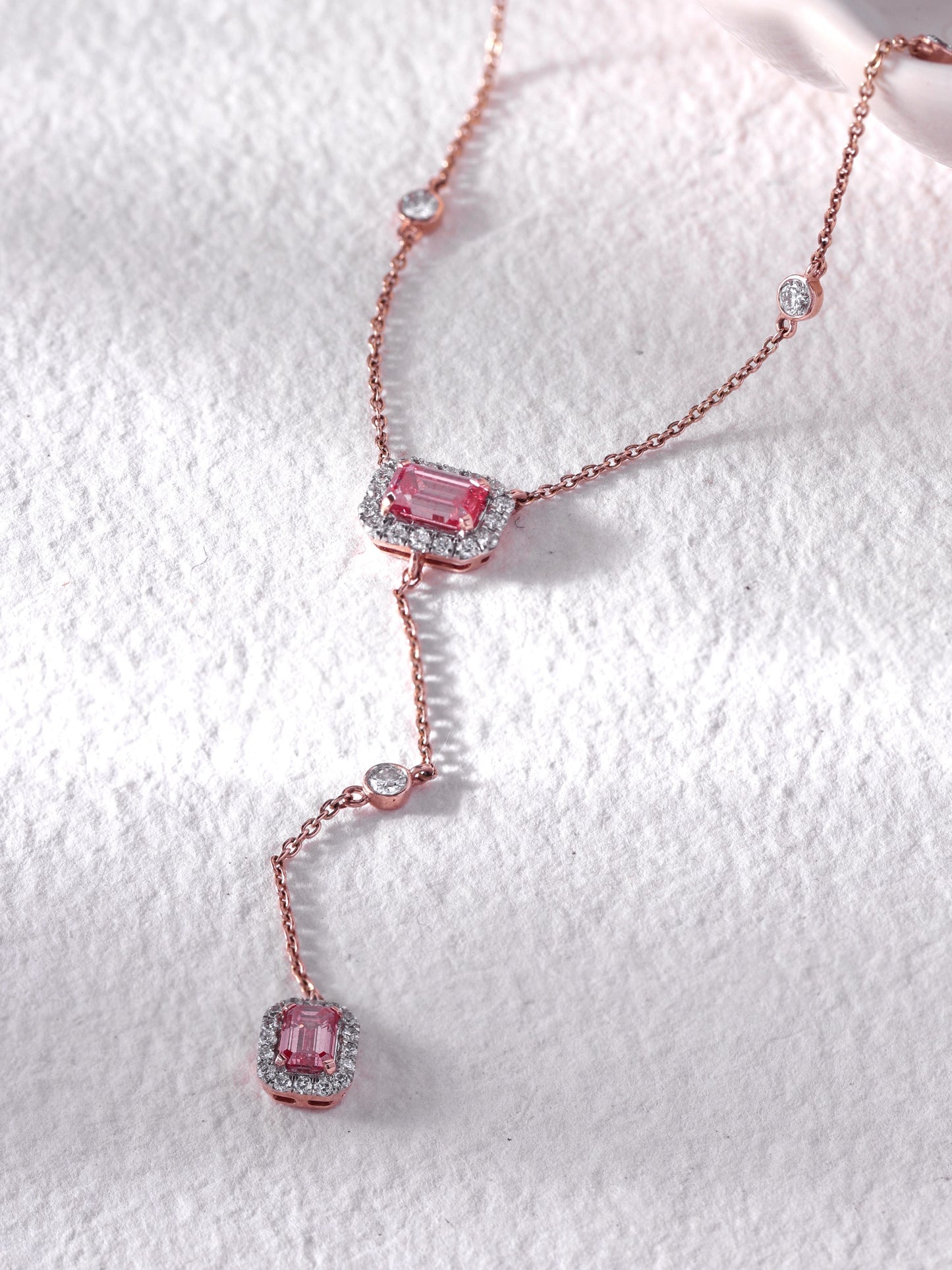 Pink Drop Halo Necklace