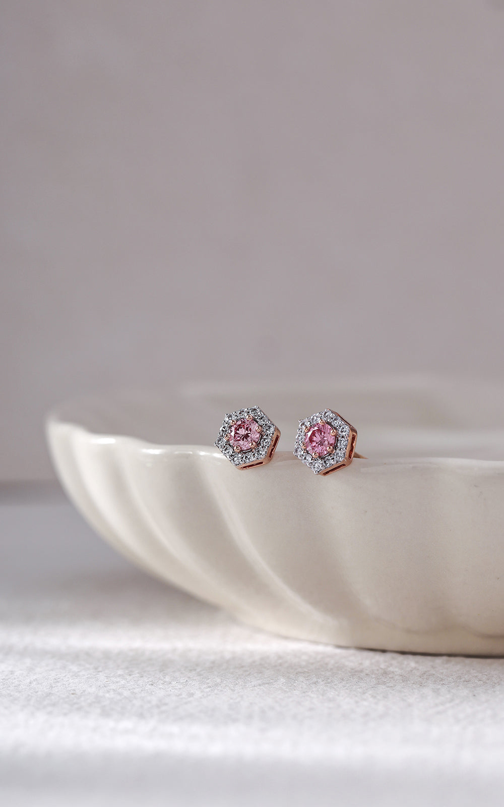 Halo Pink Hex Studs
