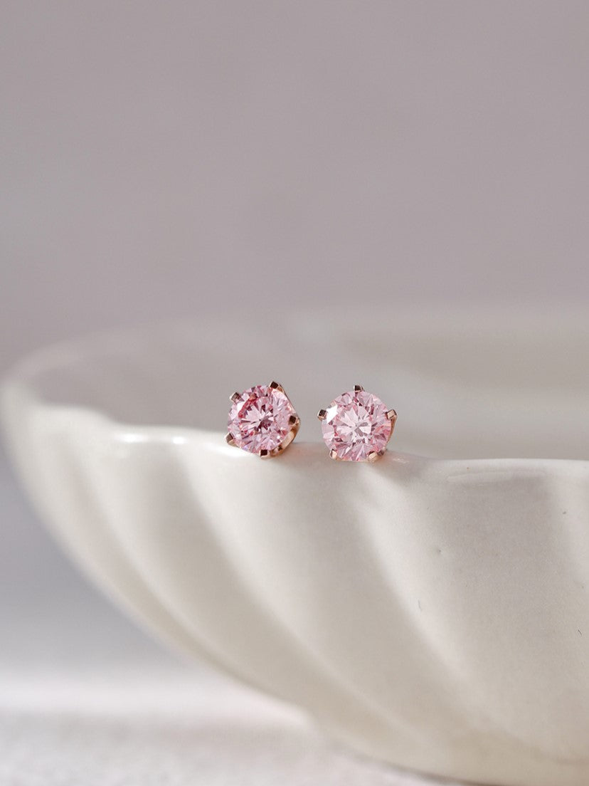 Radiant Pink Solitaire Earrings