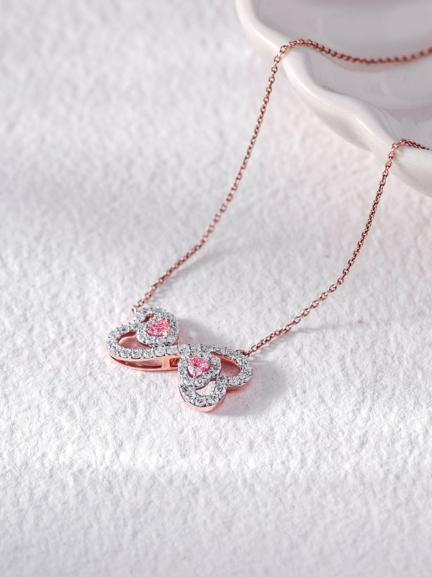Twin Hearts Pink Pendant