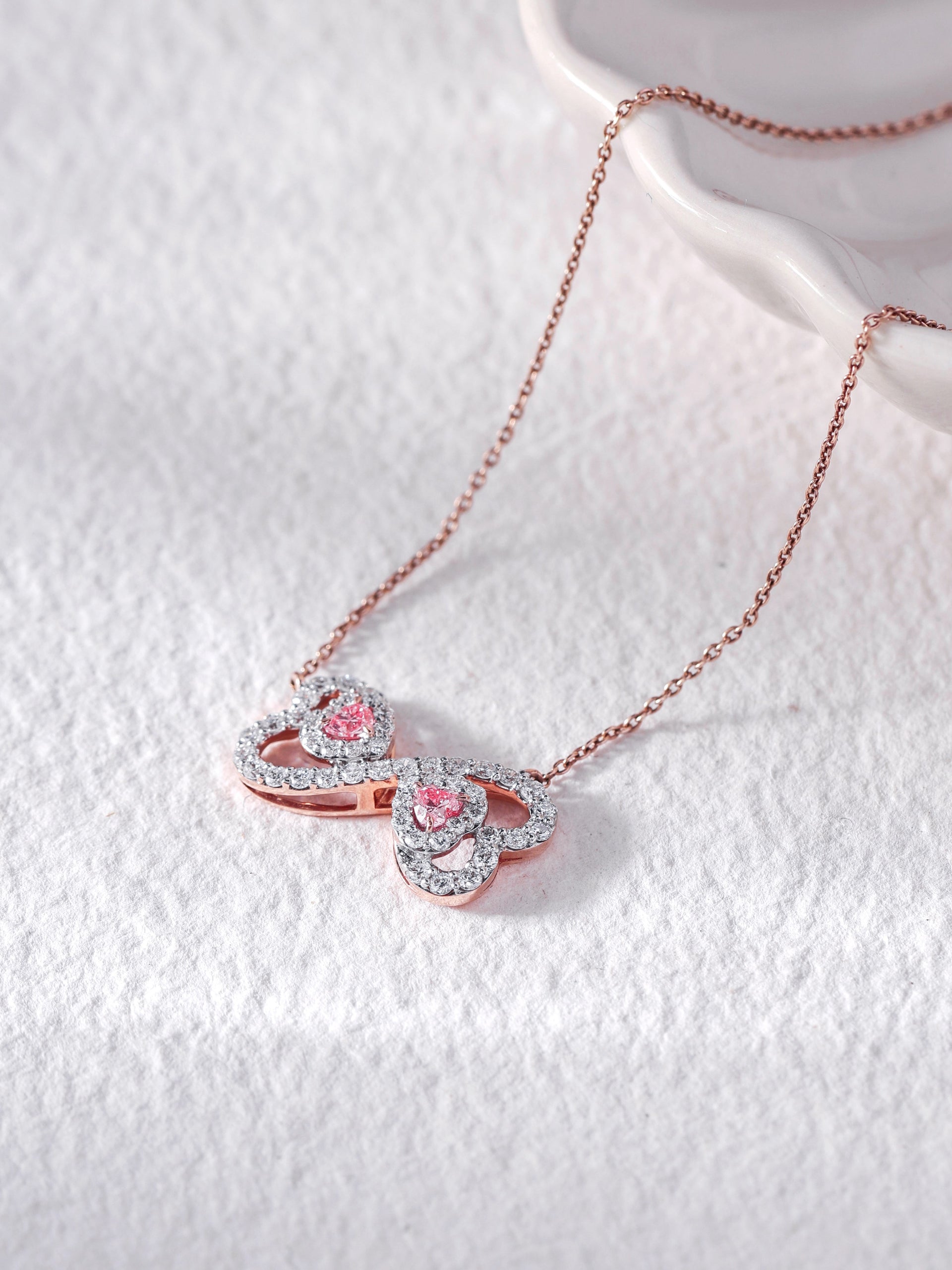 Twin Hearts Pink Pendant