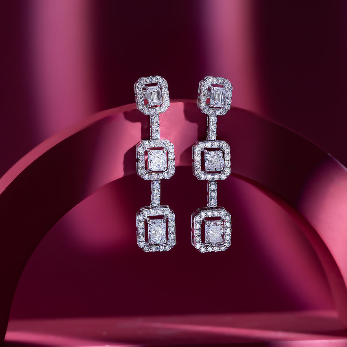 Geometric Diamond Drop Earrings