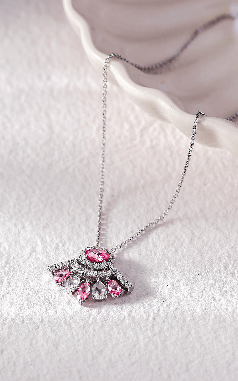 Fan Shaped Pink Diamond Pendant