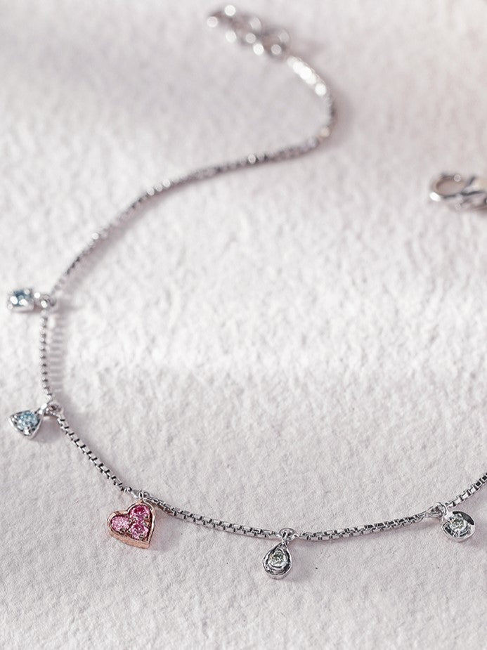 Pink Heart Charm Bracelet
